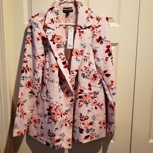 Lane Bryant floral print pink blazer